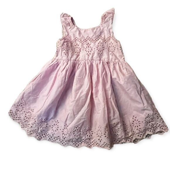 BABY GAP FLUTTER SLEEVE EYELET LACE PASTEL PINK TODDLER DRESS 4 - Picture 4 of 8